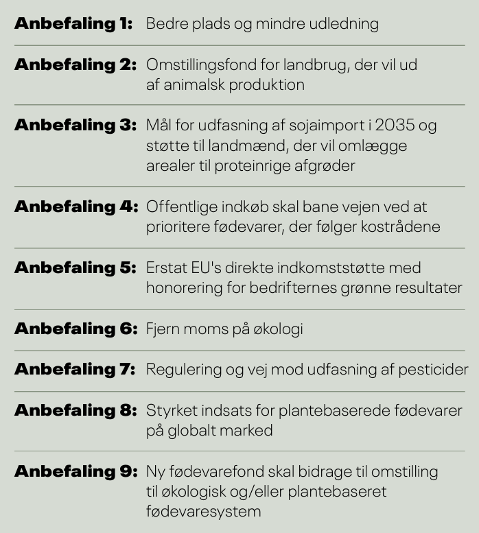 De ni anbefalinger.